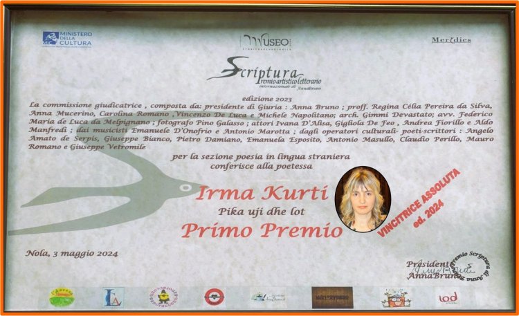 Irma Kurti shpallet fituese absolute e konkursit letrar në Napoli